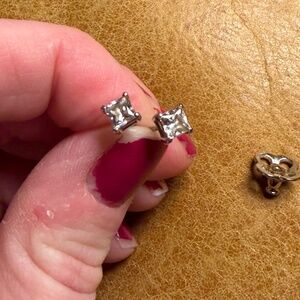 Four Prong Square Lab Made Diamond Studs